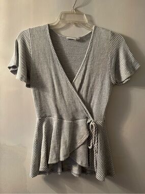 Caution To The Wind Light Gray Ribbed Tee